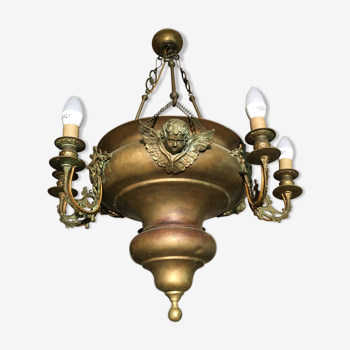 Brass chandelier with angels