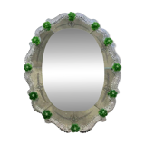 Venetian Murano Glass Oval Floral Wall Mirror – Hand-Carved Italian Art