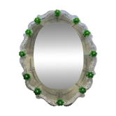 Venetian Murano Glass Oval Floral Wall Mirror – Hand-Carved Italian Art