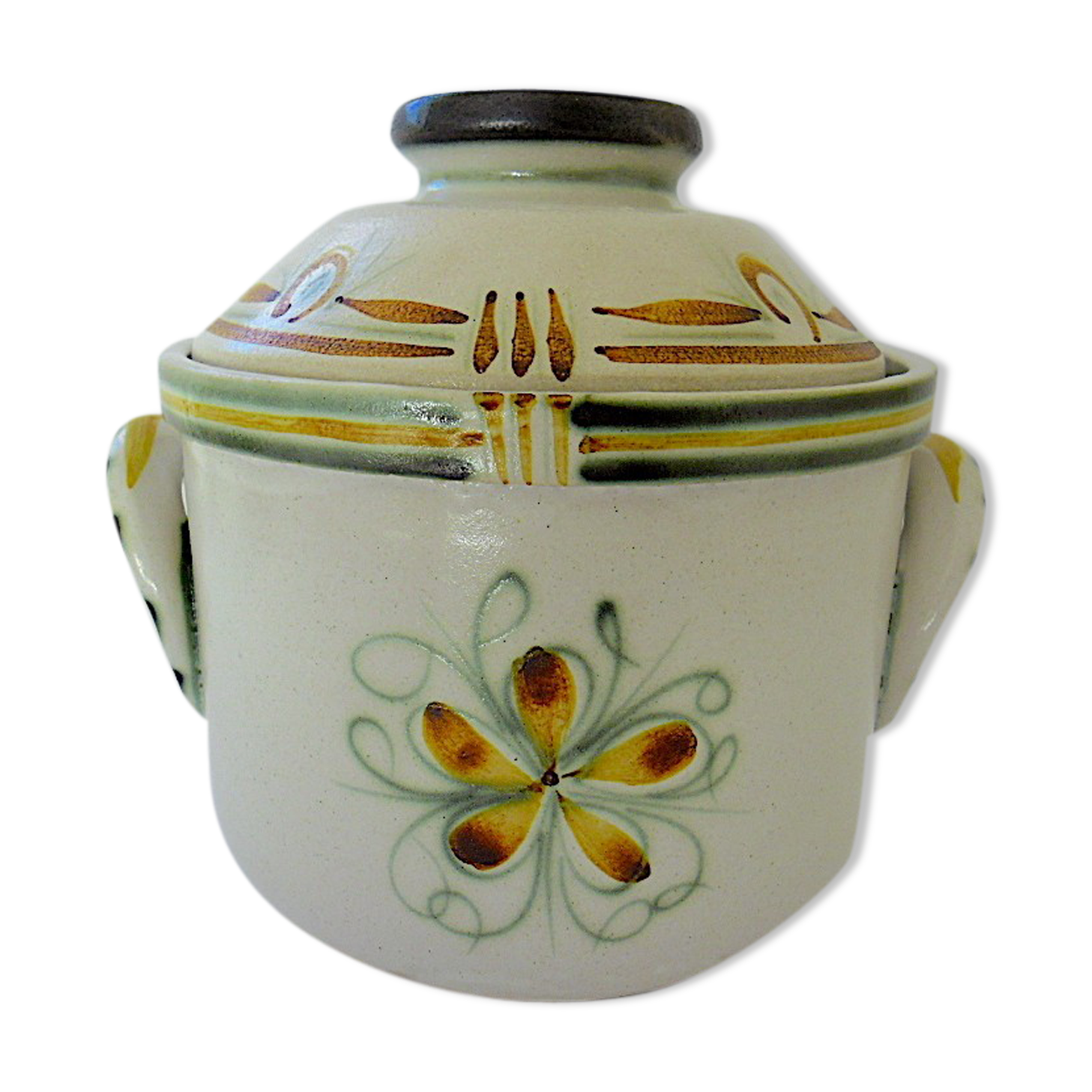 Covered sandstone pot, model G6, Kéraluc à Quimper