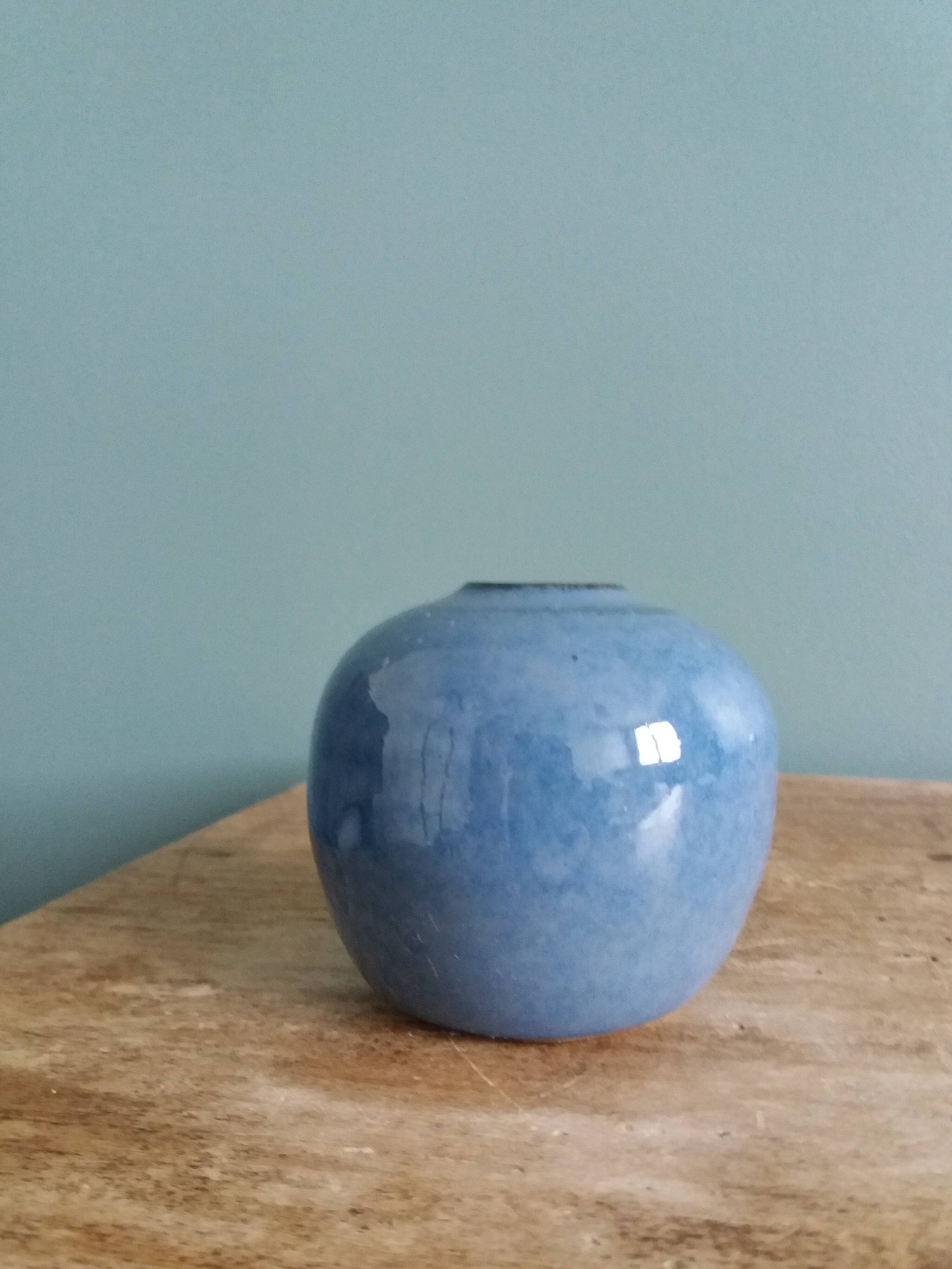 Signed ball vase, handmade ceramic
