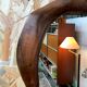 Brutalist olive wood mirror