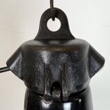 Industrial Black Enamel Factory Lamp with Cast Iron Top, 1950s