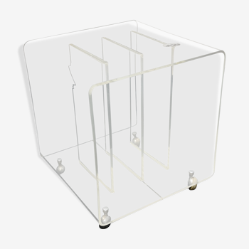Vintage Plexiglas phono, chariot de disques ou table d’appoint