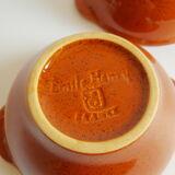 Duo of vintage Emile Henry cognac ear bowls