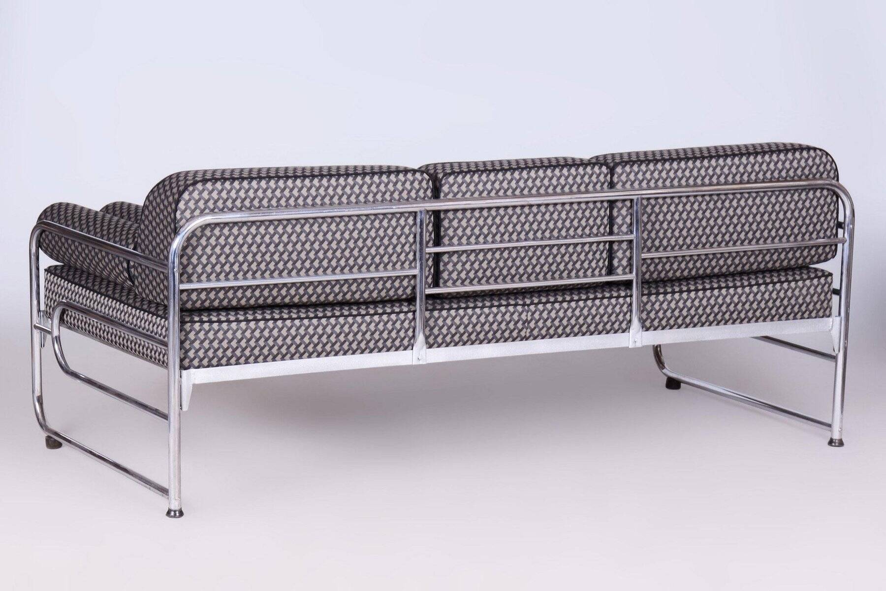 Bauhaus Sofa in Chrome & Upholstery attributed to Mücke-Melder, Czech, 1930s