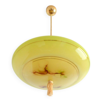 Yellow opaline bowl pendant light vintage Art Deco