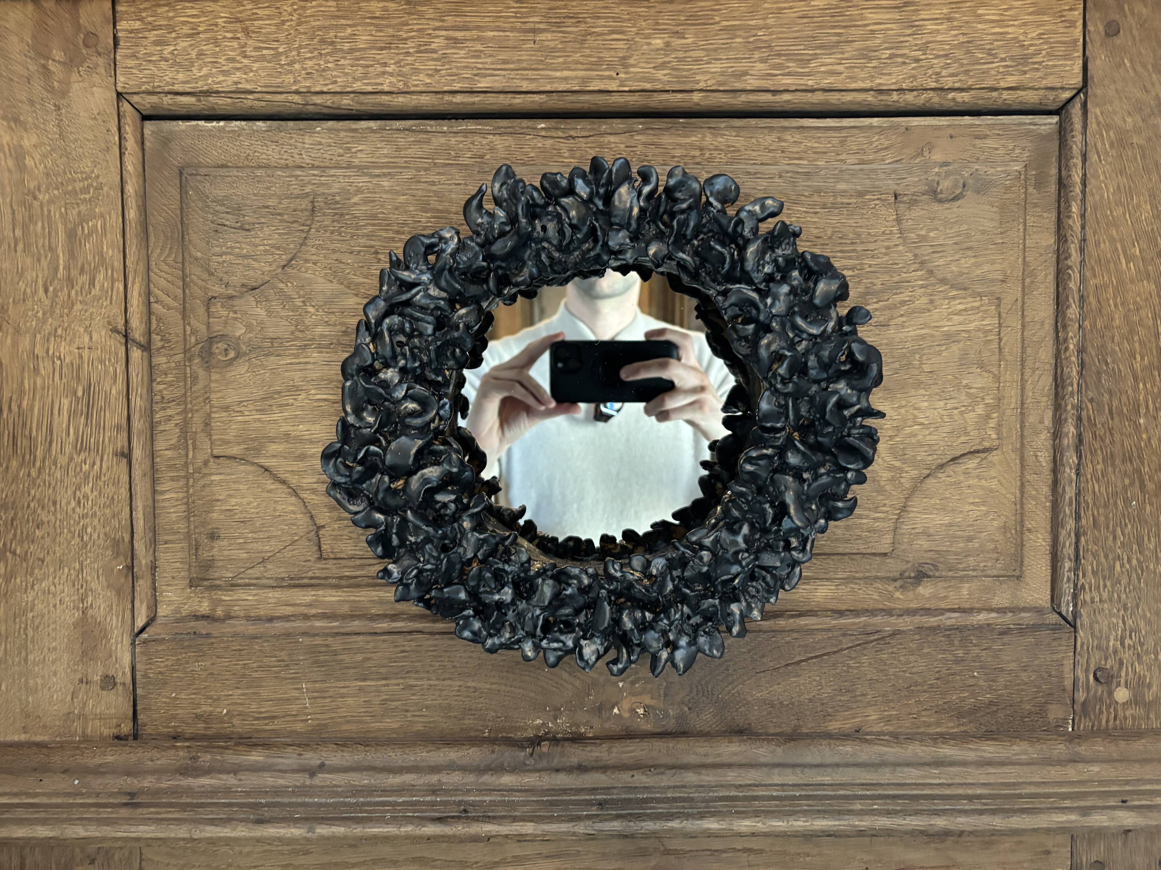 Contemporary French ceramic mirror, Bosco by Renzo Maar.