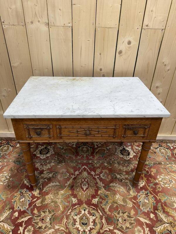 Table de toilette en bambou et marbre 1900
