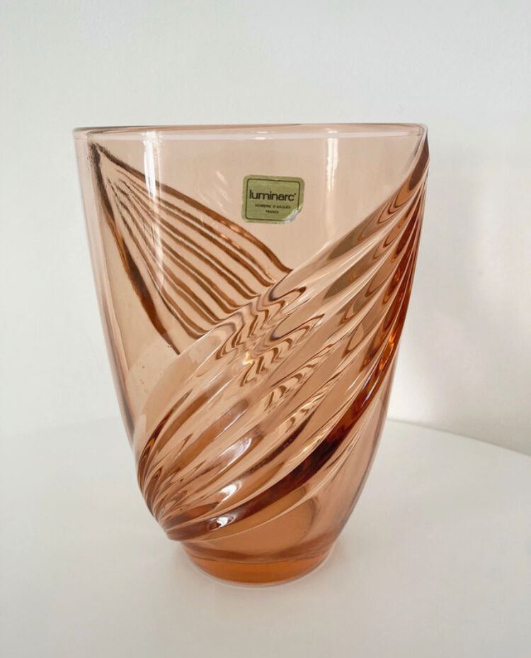 Luminarc pink vase arque glassware made in France
