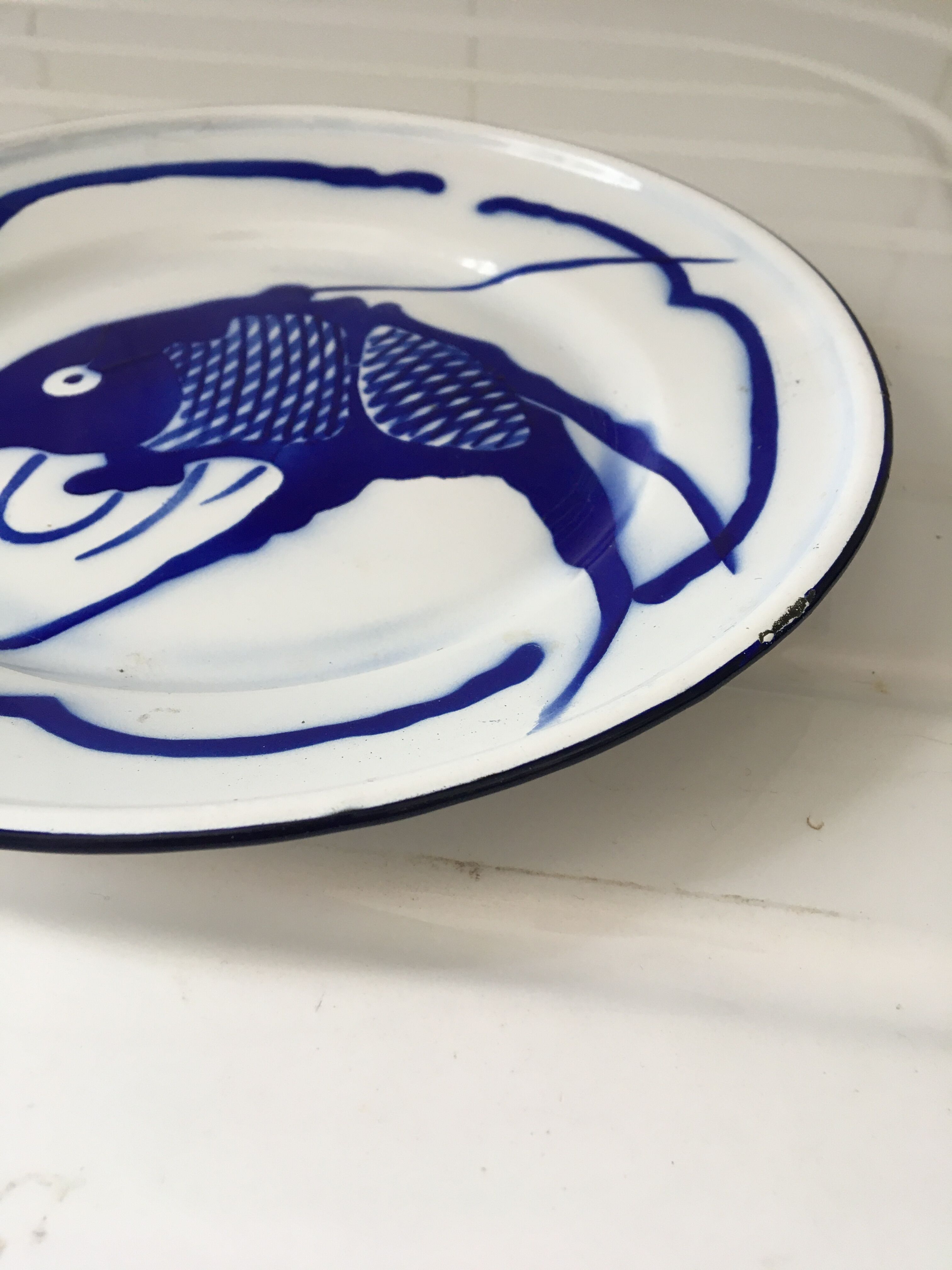 Chinese metal plate enamelled carp Koi