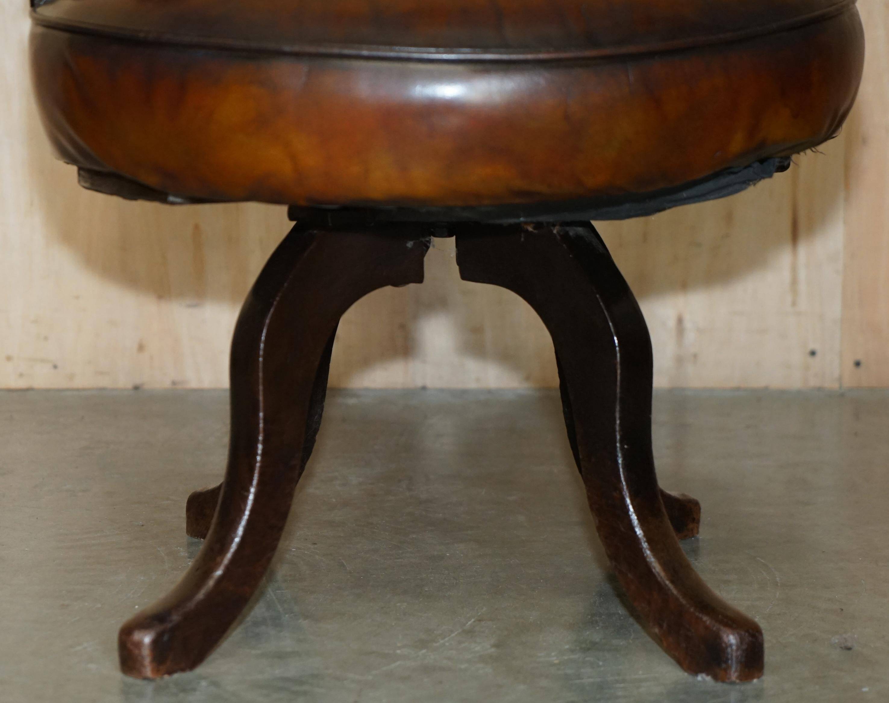 Victorian Captain Chesterfield Armchair in Restored Leather