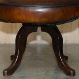 Victorian Captain Chesterfield Armchair in Restored Leather