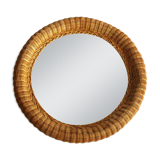 Round rattan (frame) wall mirror - Vintage