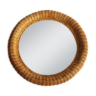 Miroir mural rond en rotin (cadre) - Vintage