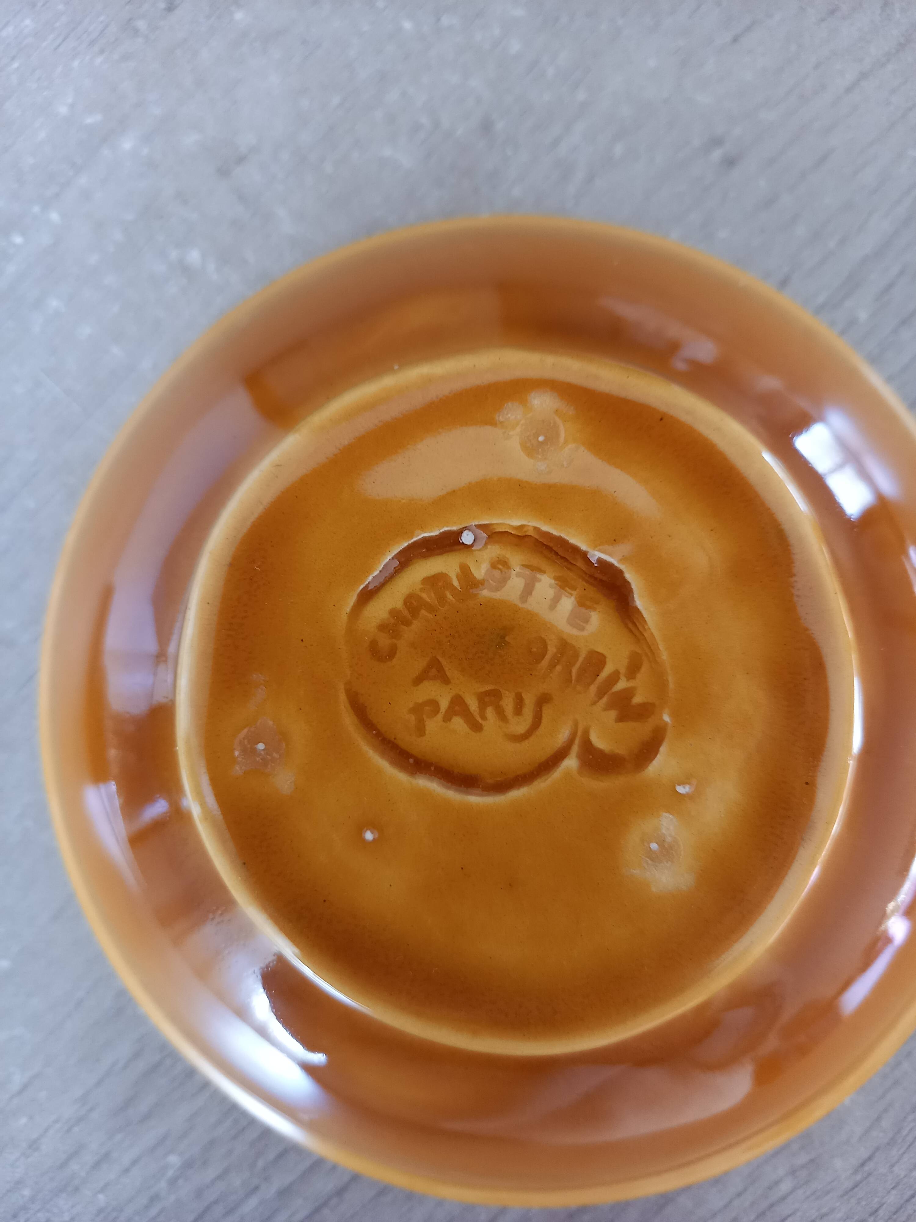 Modernist bowl by Charlotte Corbin in Paris, vintage ceramic from the 1950s.