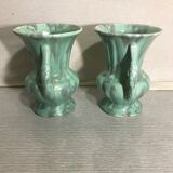 Pair De Vase Old SG KERAMIK - Anse Ceramics Green Coulure - Vintage Grey