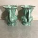 Paire de vase ancien Sg Keramik anse céramique coulure verte & grise vintage