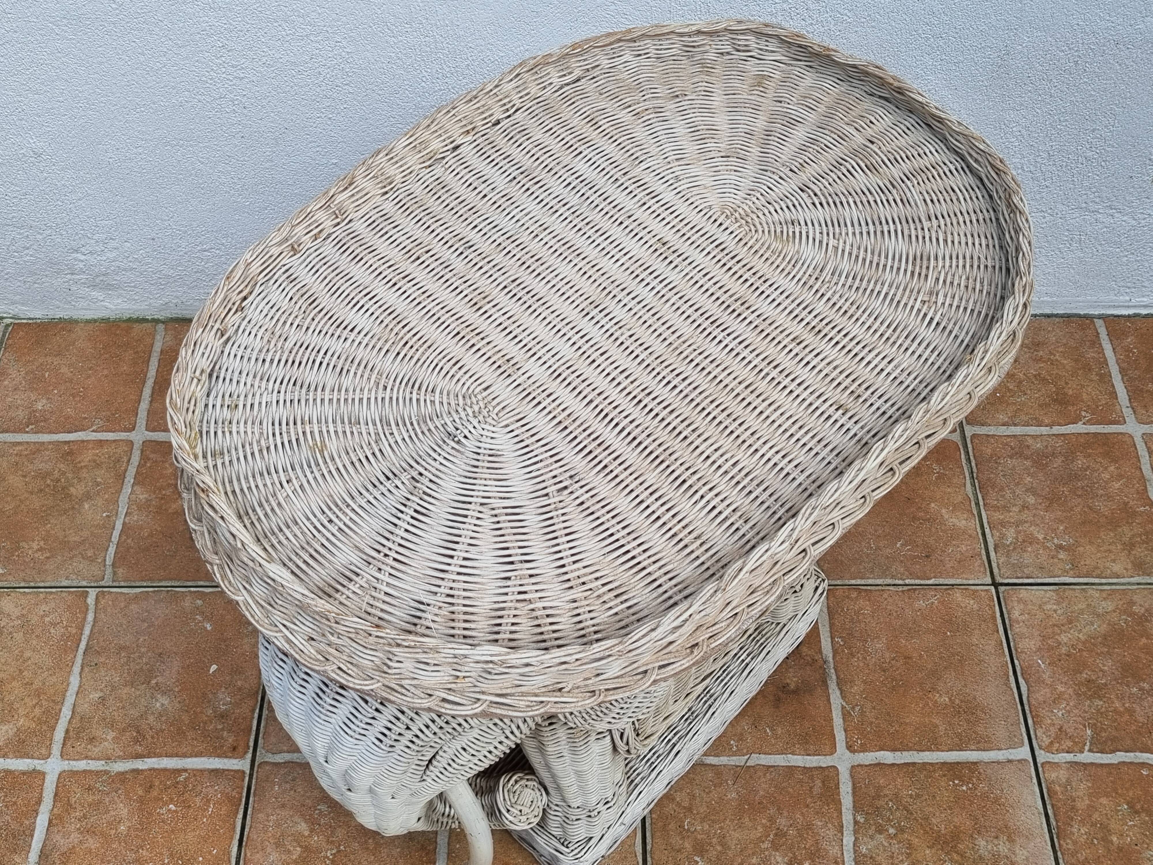 Side table, vintage rattan elephant, 70s