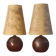 Pair of wooden ball lamps 1960 parchment lampshades electric redone 33x17