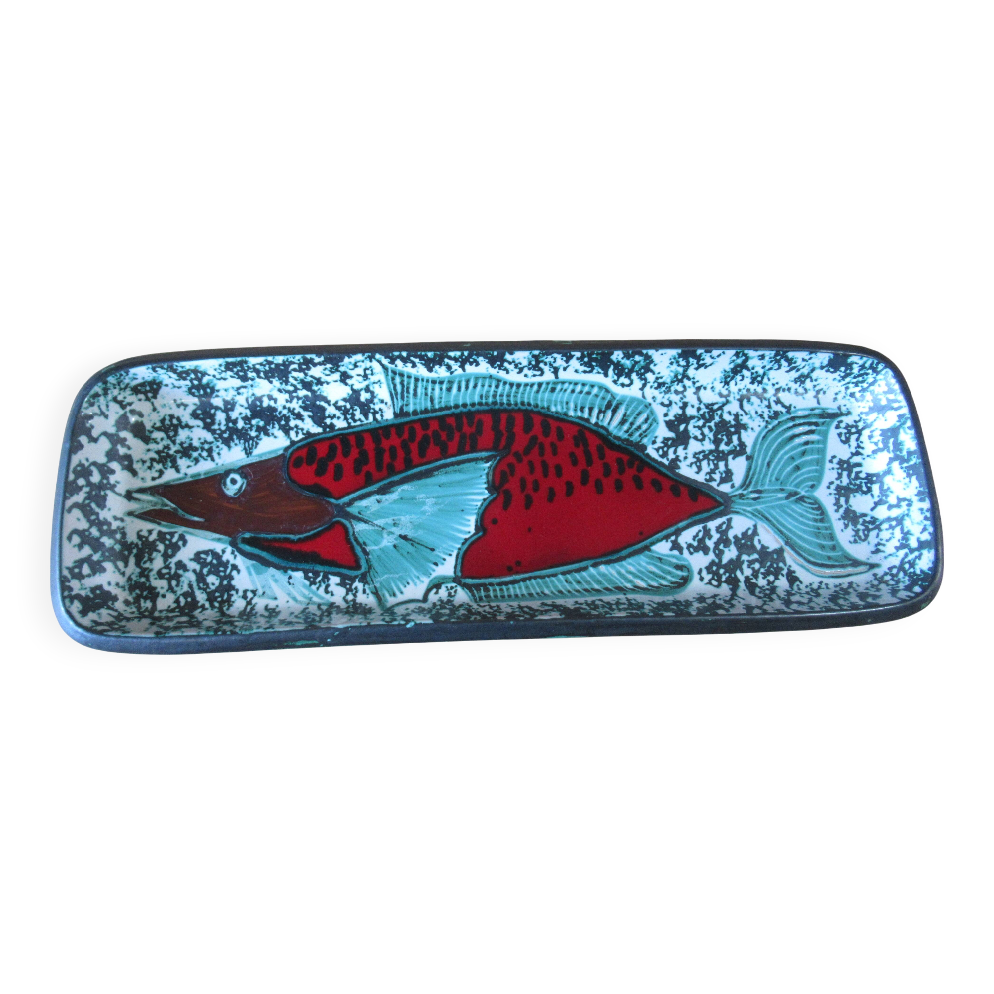 Large Ceramic Dish DOMINIQUE BAUDART - VALLAURIS the old mill - 55.5cm