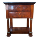 Empire side table in walnut and black marble