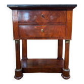 Empire side table in walnut and black marble