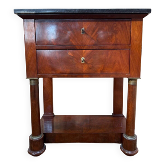 Empire side table in walnut and black marble