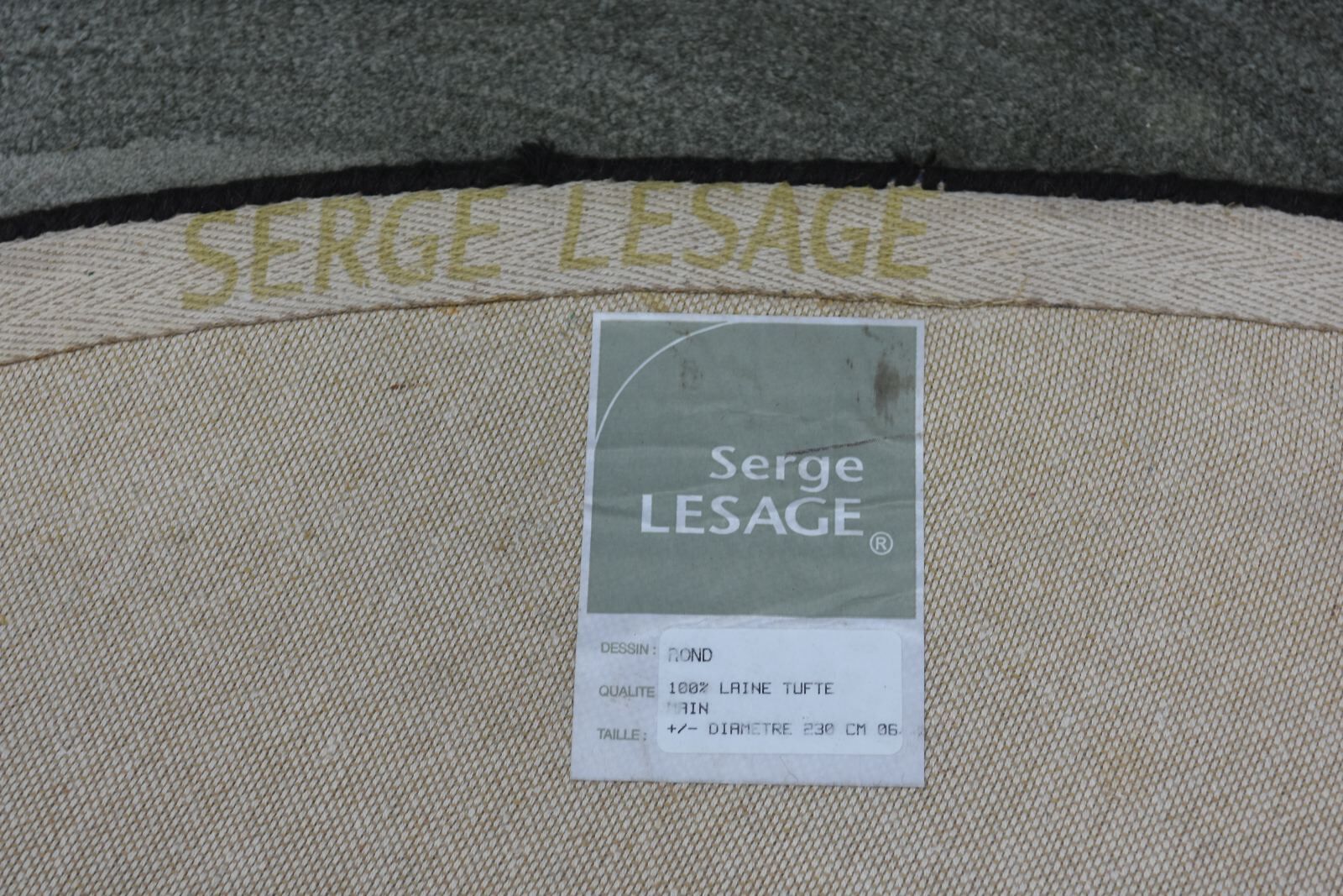 Serge Lesage blue grey vintage round carpet 70s