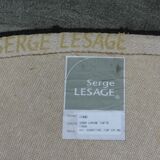 Serge Lesage blue grey vintage round carpet 70s