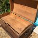 19th-century curved antique wooden chest