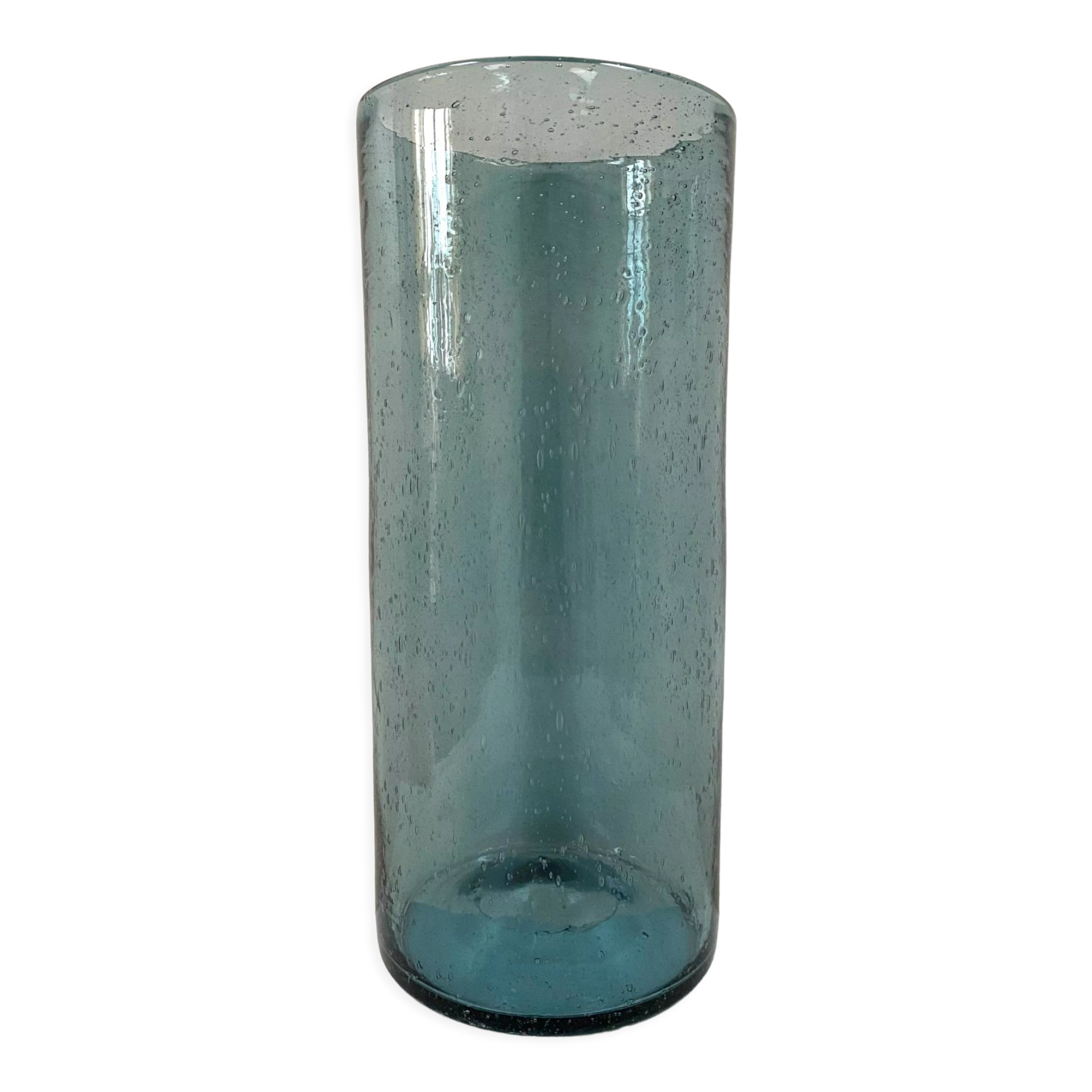 Vase in blown glass bubbled blue gray from the 60s
