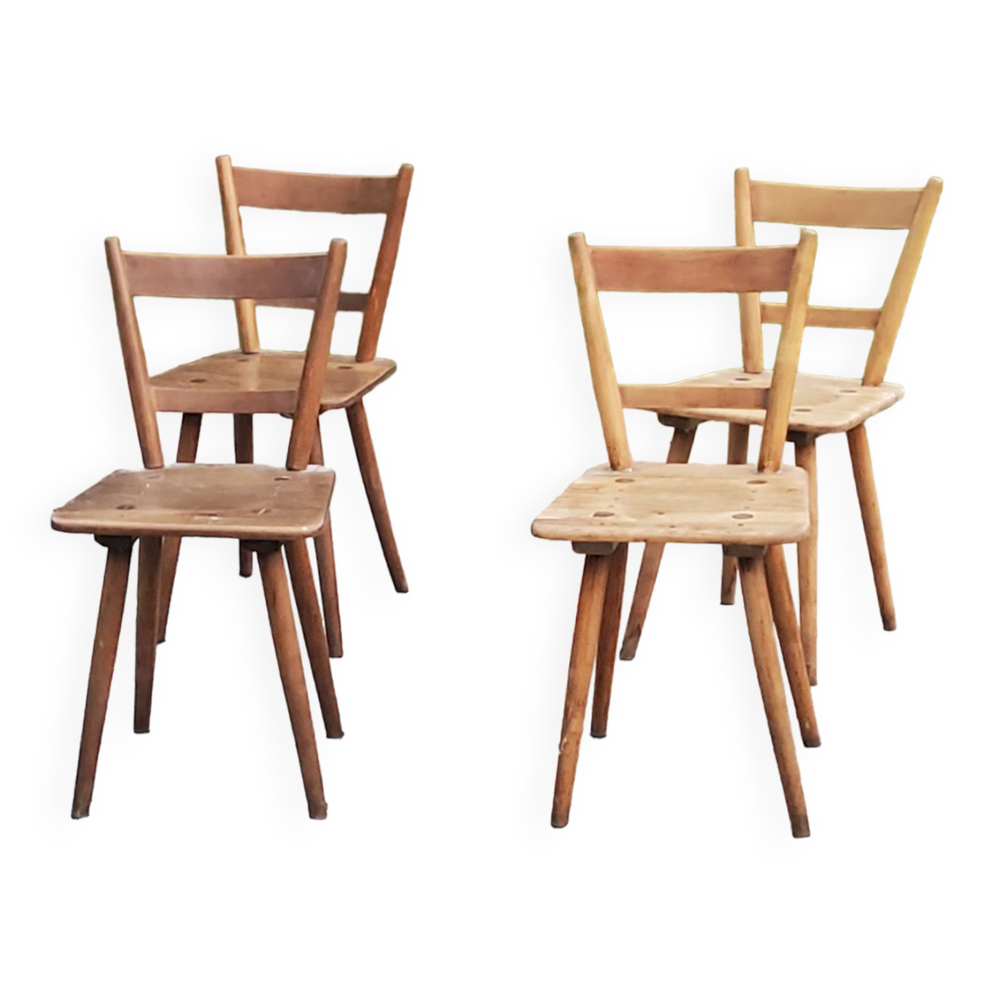 Set of 4 Scandinavian style beech chairs