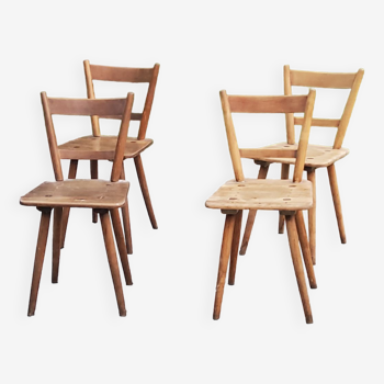 Set of 4 Scandinavian style beech chairs