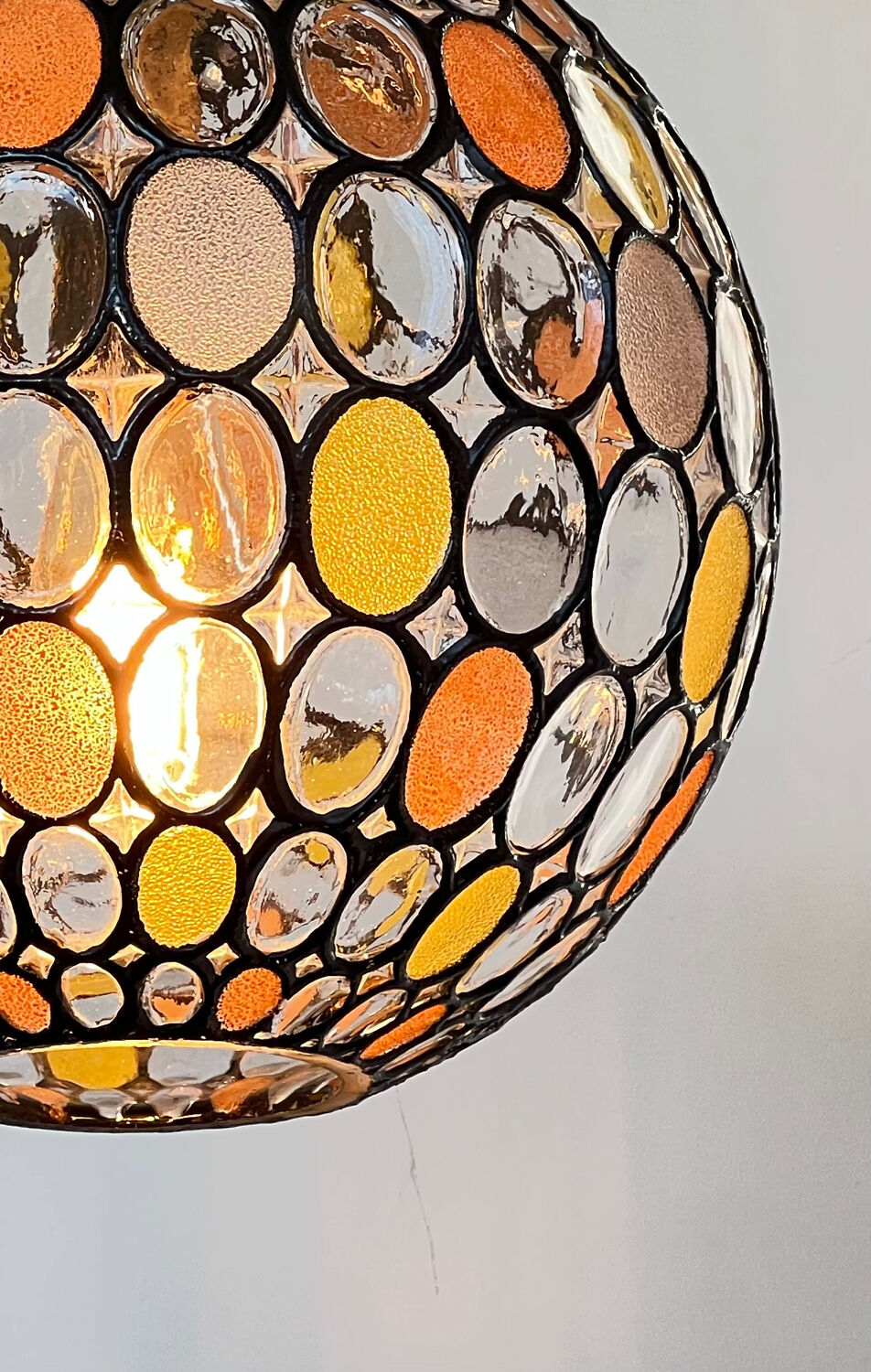 Large vintage Limburg stained-glass style pendant light from the 1970s