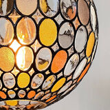 Large vintage Limburg stained-glass style pendant light from the 1970s