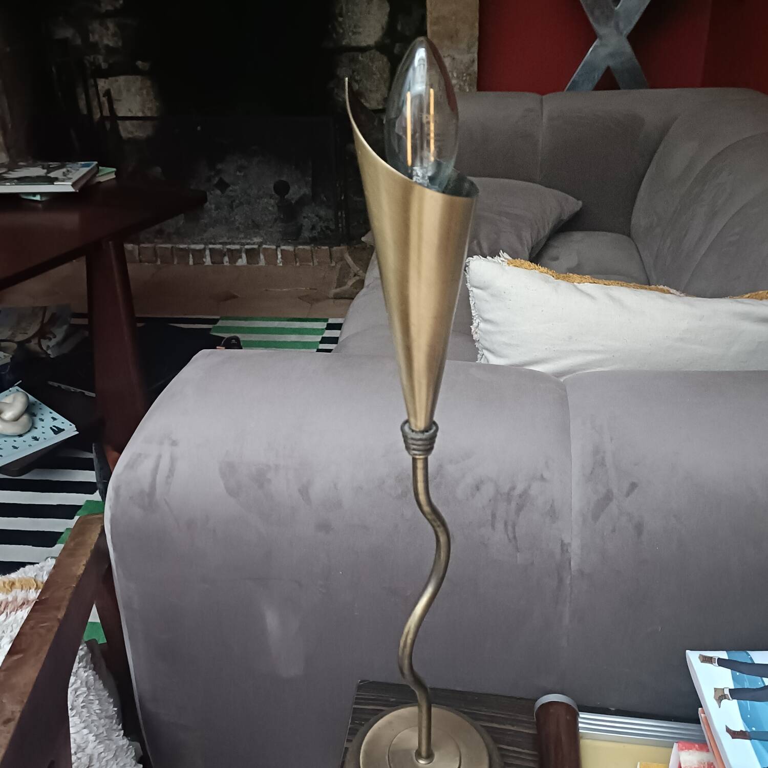 Vintage gold cone lamp