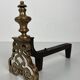 Pair of Chiselled Bronze and Wrought Iron Chenets in Louis XV Style