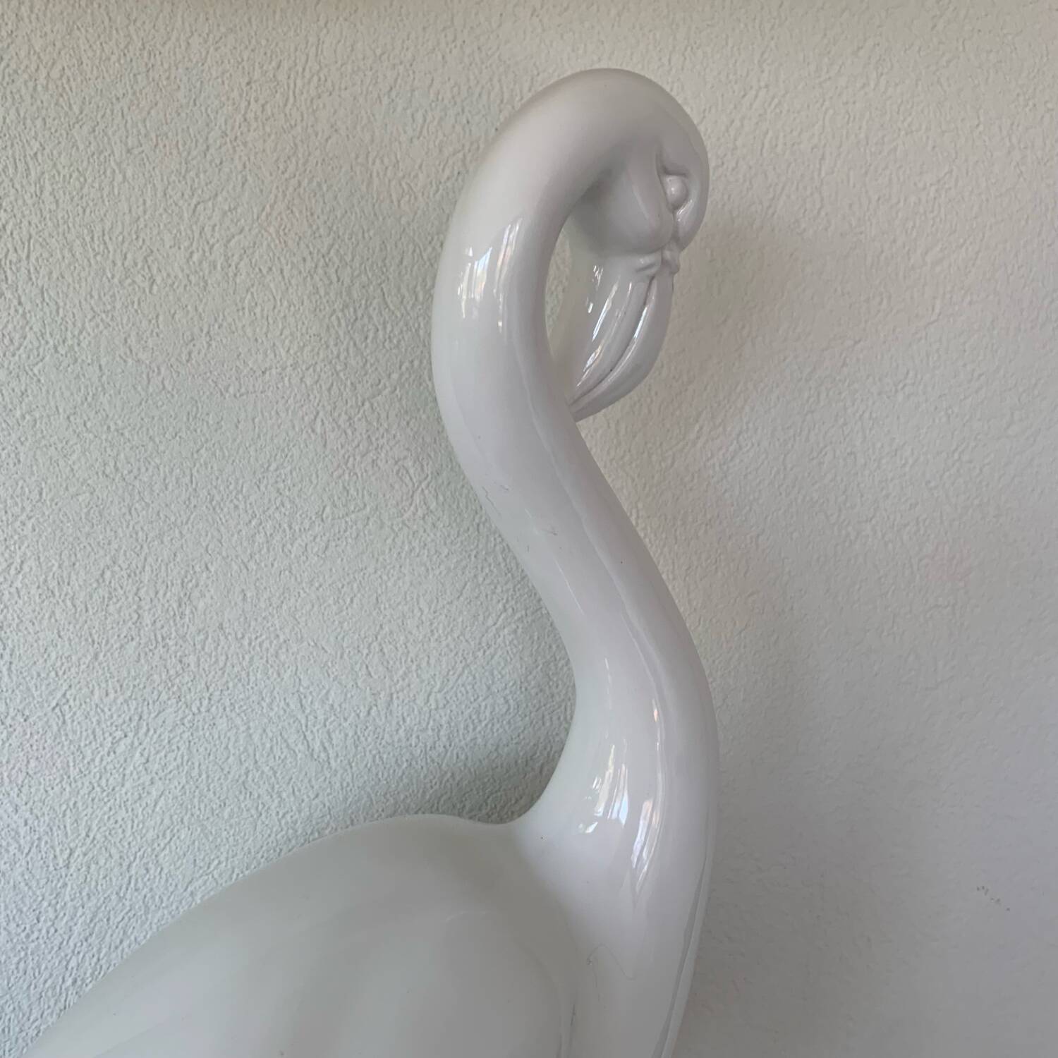 Very large flemish white ceramic lamp 50's italy 97cm with lampshade