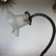 Art deco lamp in hammered wrought iron and tulip in glass, 30s 40s
