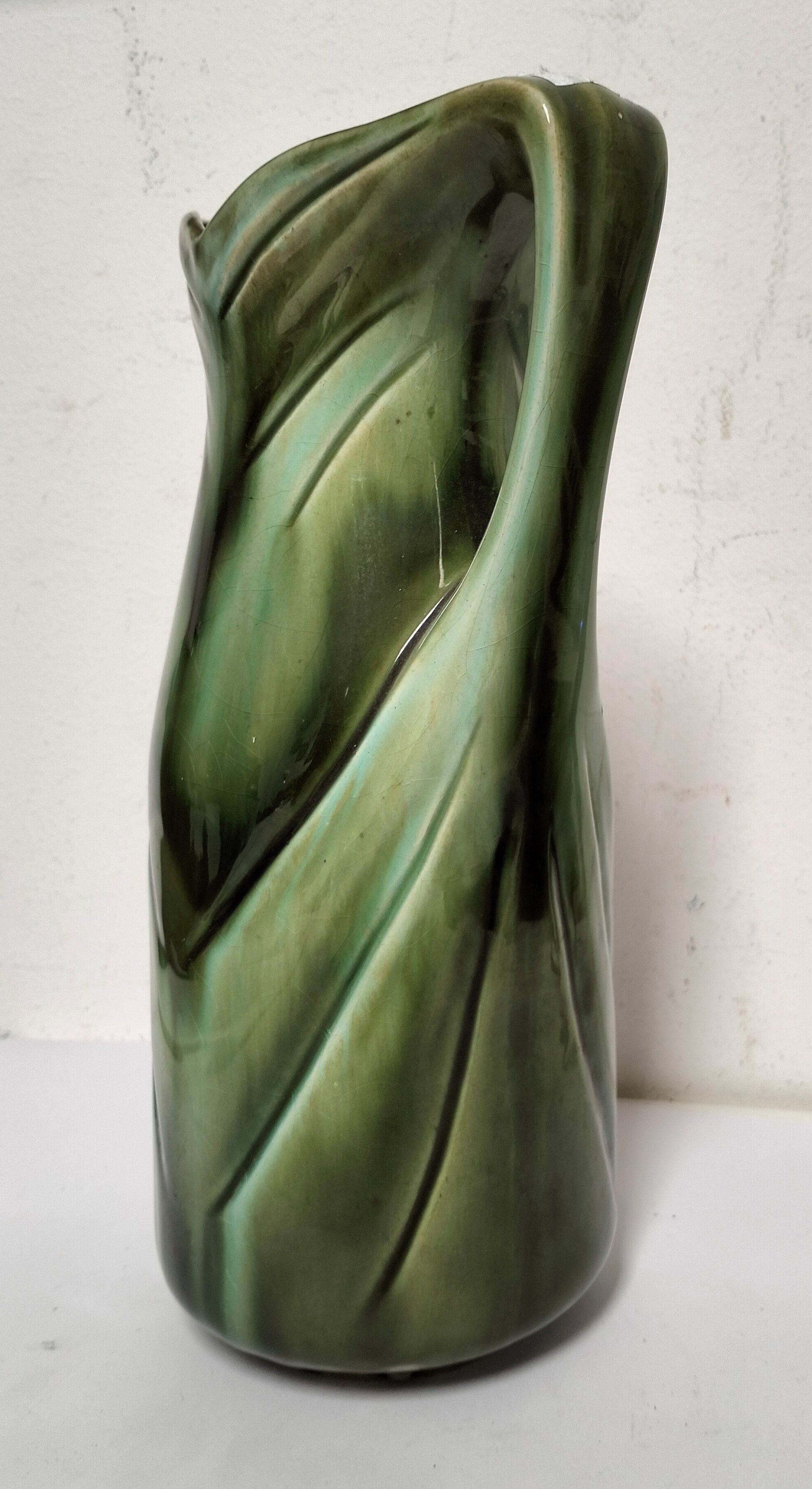 Old art nouveau earthenware slip vase