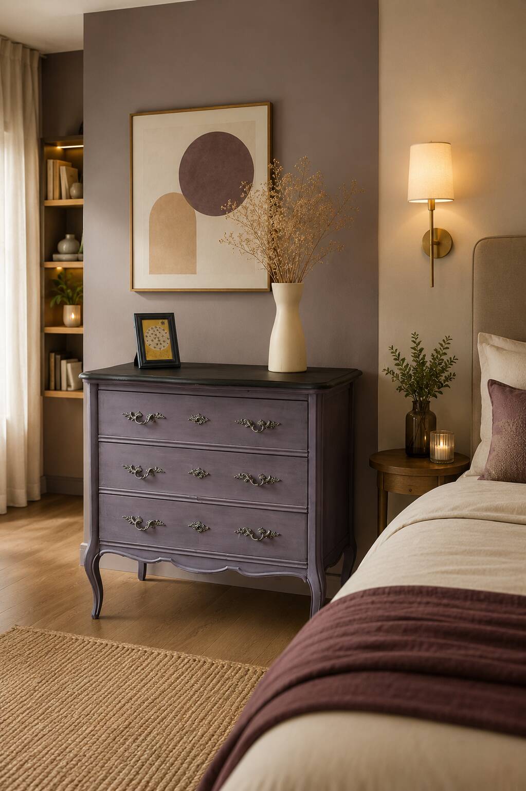 Classic commode with a violet patina