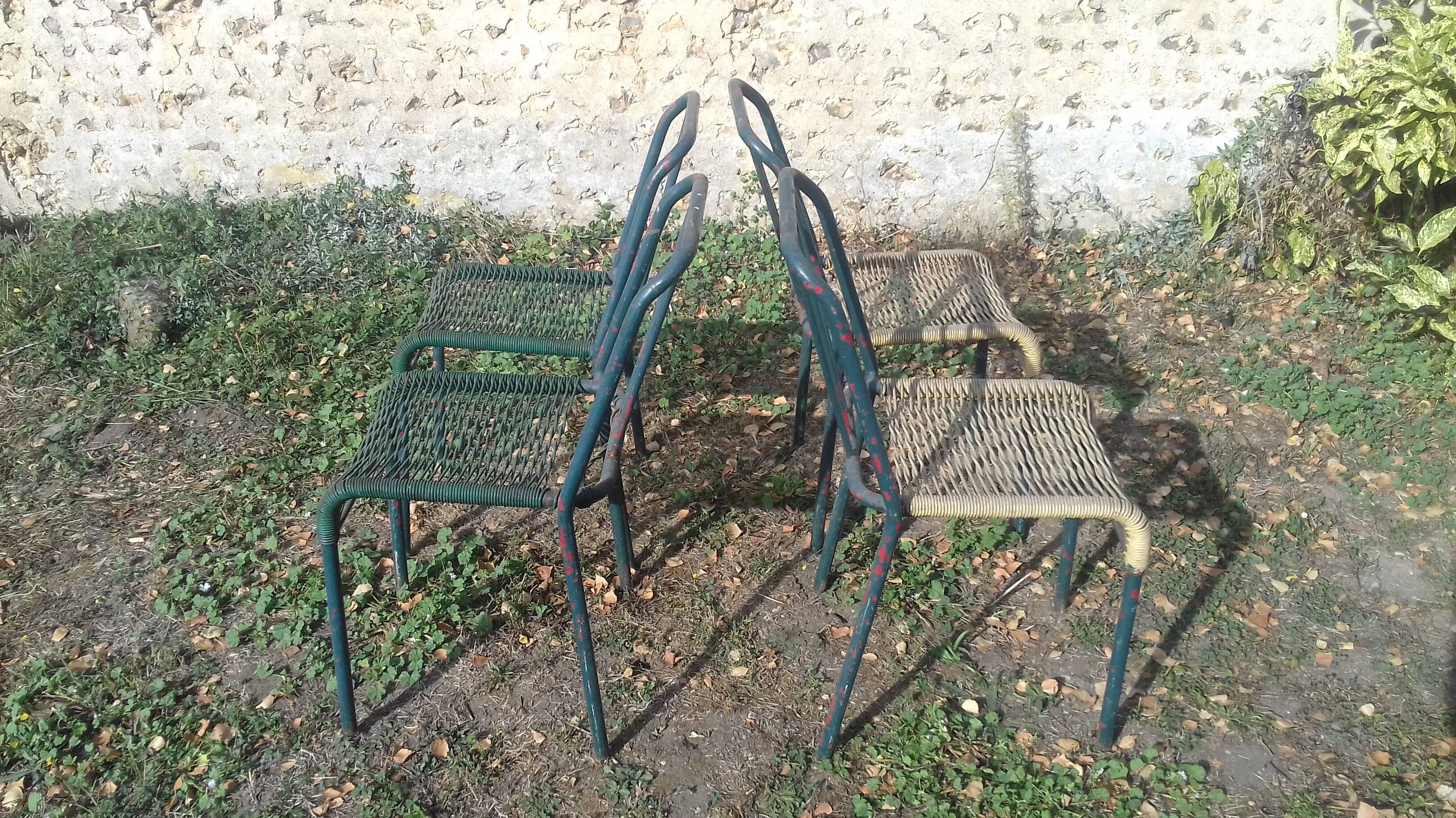 Lots de 4  chaises scoubidou métal