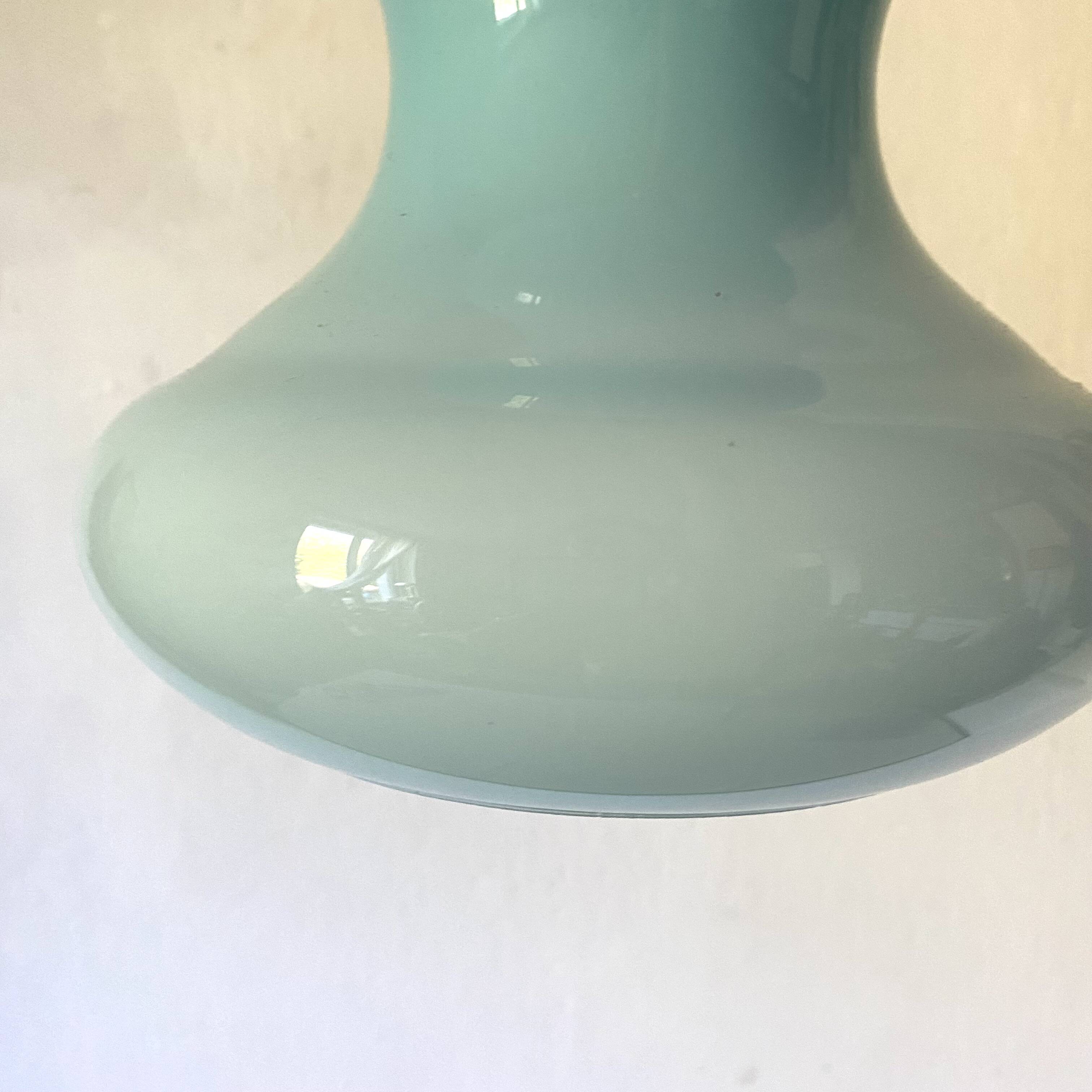 Suspension vintage en opaline bleue , 1960