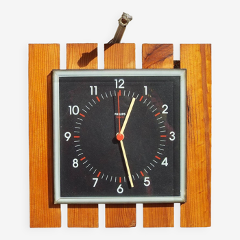 Horloge murale philips vintage bois