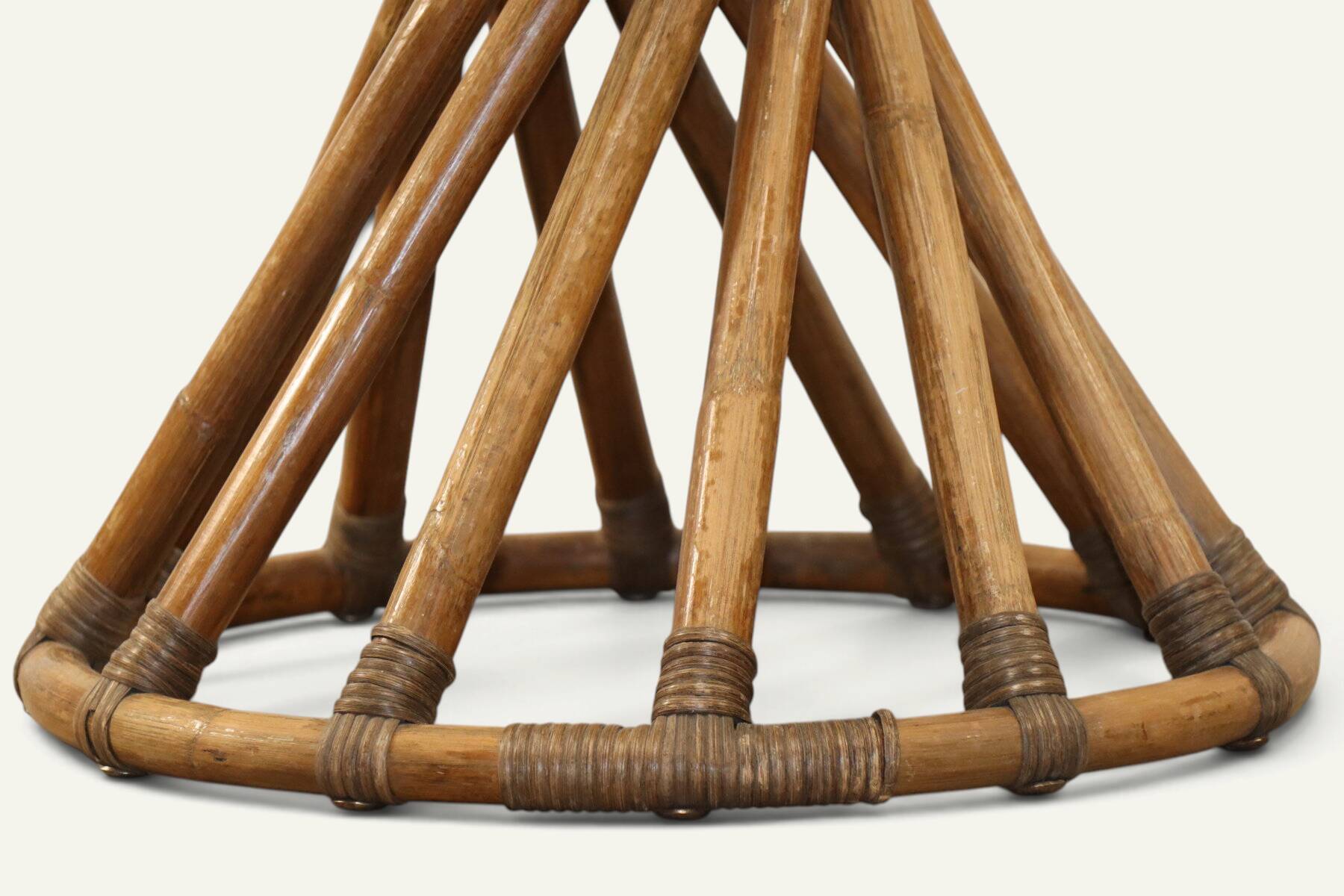 Bamboo and glass table by Bernard Govin – Eguizier edition, 1970