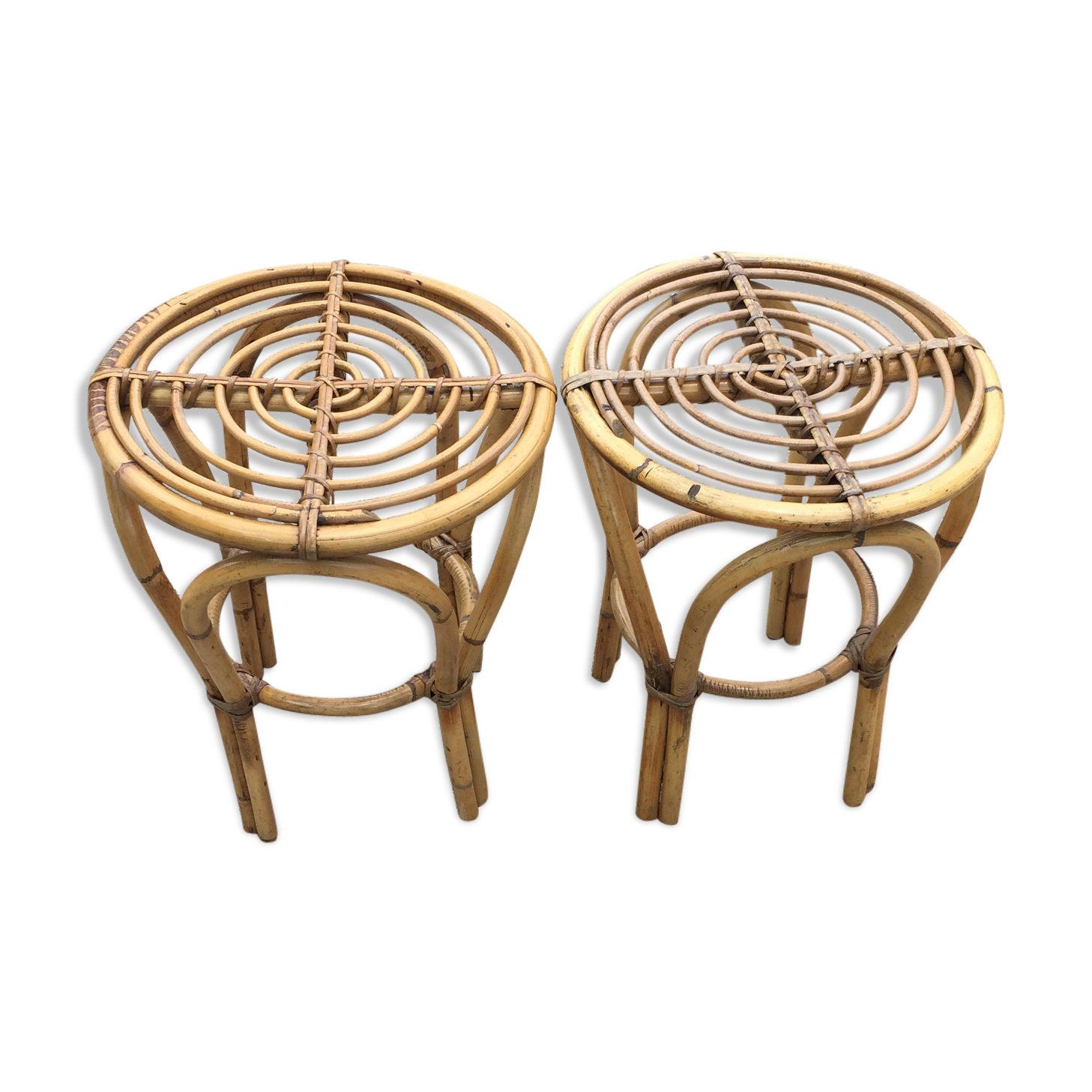 Pair of rattan stools