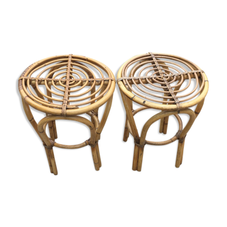 Pair of rattan stools