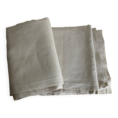 Nappe en toile fil de lin 19e L2,60m