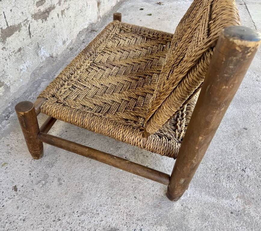 Wooden and rope bench from the 1950s,  Vibo